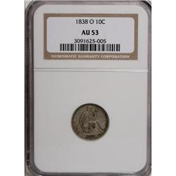 1838-O 10C No Stars AU53 NGC