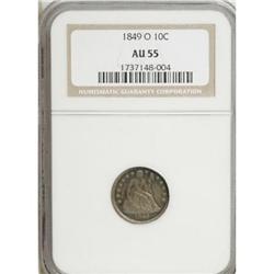 1849-O 10C AU55 NGC