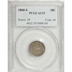 1860-S 10C AU53 PCGS