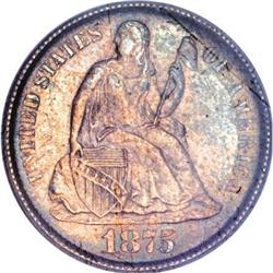 1875-CC 10C Mintmark Above Bow MS65 PCGS