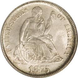 1875-CC 10C Mintmark Above Bow MS65 PCGS