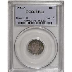 1892-S 10C MS64 PCGS
