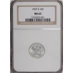 1907-S 10C MS65 NGC