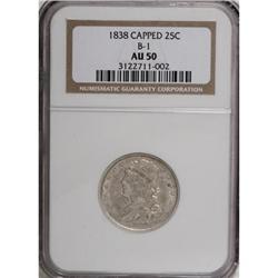 1838 25C AU50 NGC
