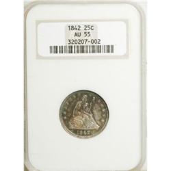 1842 25C AU55 NGC