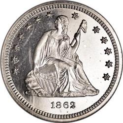 1862 25C PR67 Cameo NGC