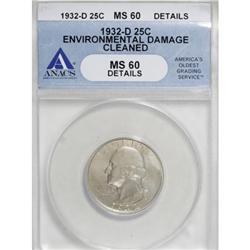 1932-D 25C MS60 Details ANACS