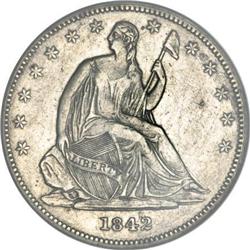 1842-O 50C Sm Date Sm Letters XF45 Details ANACS