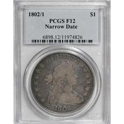 1802/1 $1 Narrow Date Fine 12 PCGS