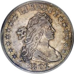 1802/1 $1 Wide Date--Wing Scratched--ANACS. XF45