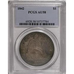1842 $1 AU58 PCGS
