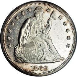 1869 $1 MS62 PCGS
