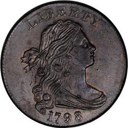 1798 1C Second Hair. AU58 Details, Corroded,