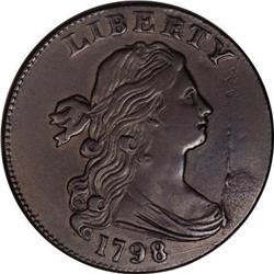 1798 1C Second Hair. AU50 Details, Repaired,