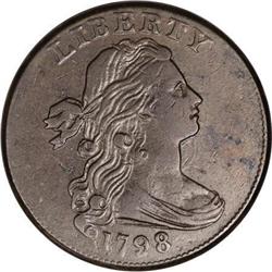 1798 1C Second Hair. XF40 PCGS. S-182, B-43,