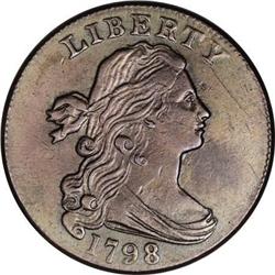 1798 1C Second Hair. AU50 Details, Corroded,