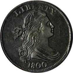 1800 1C Overdate, First Hair. AU53 PCGS. S-191,