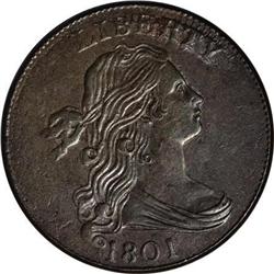 1801 1C AU58 PCGS. S-217, B-7, High R.6