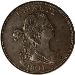 1801 1C Corrected Fraction. AU55 PCGS. S-221,