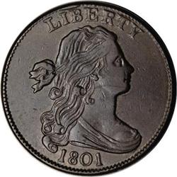 1801 1C AU53 PCGS. S-222, B-16, R.1