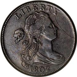 1802 1C No Stems. AU53 PCGS. S-231, B-9, R.1.