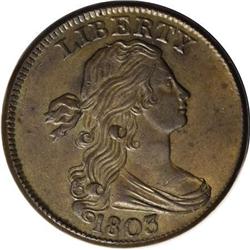 1803 1C No Stems. MS63 Brown PCGS. S-243, B-1,