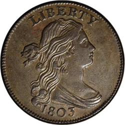 1803 1C Small Date, Small Fraction. AU58 PCGS.