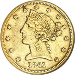 1841-D $5 Small D XF40 NGC