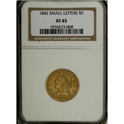 1842 $5 Small Letters XF45 NGC