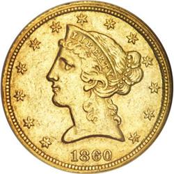 1860-C $5 AU53 NGC