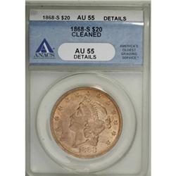 1868-S $20--Cleaned--ANACS. AU55 Details