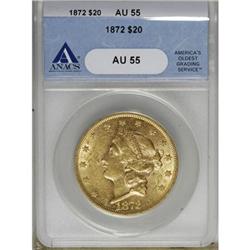 1872 $20 AU55 ANACS