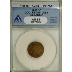 1955 1C Doubled Die Obverse AU55 Details ANACS