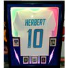 Image 2 : JUSTIN HERBERT SIGNED FRAMED JERSEY LED LIGHT UP DISPLAY (BECKET WITNESSED)