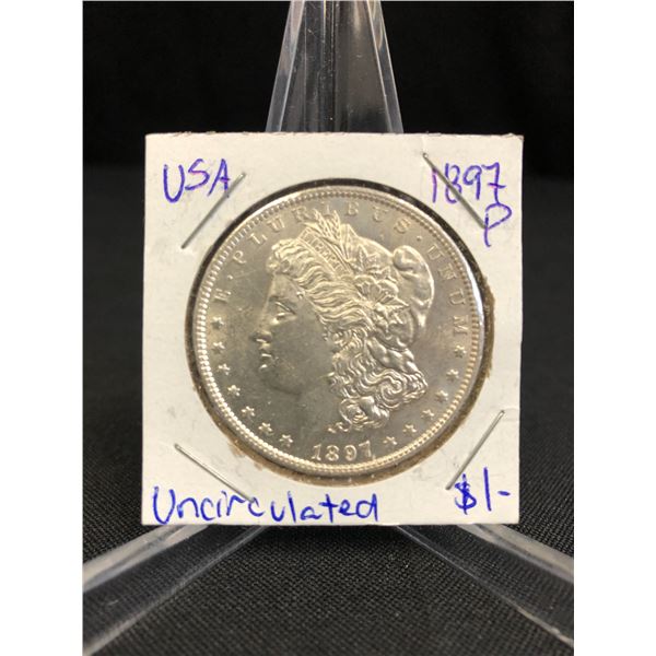 1897 USA MORGAN SILVER DOLLAR (PHILADELPHIA MINTED) Uncirculated