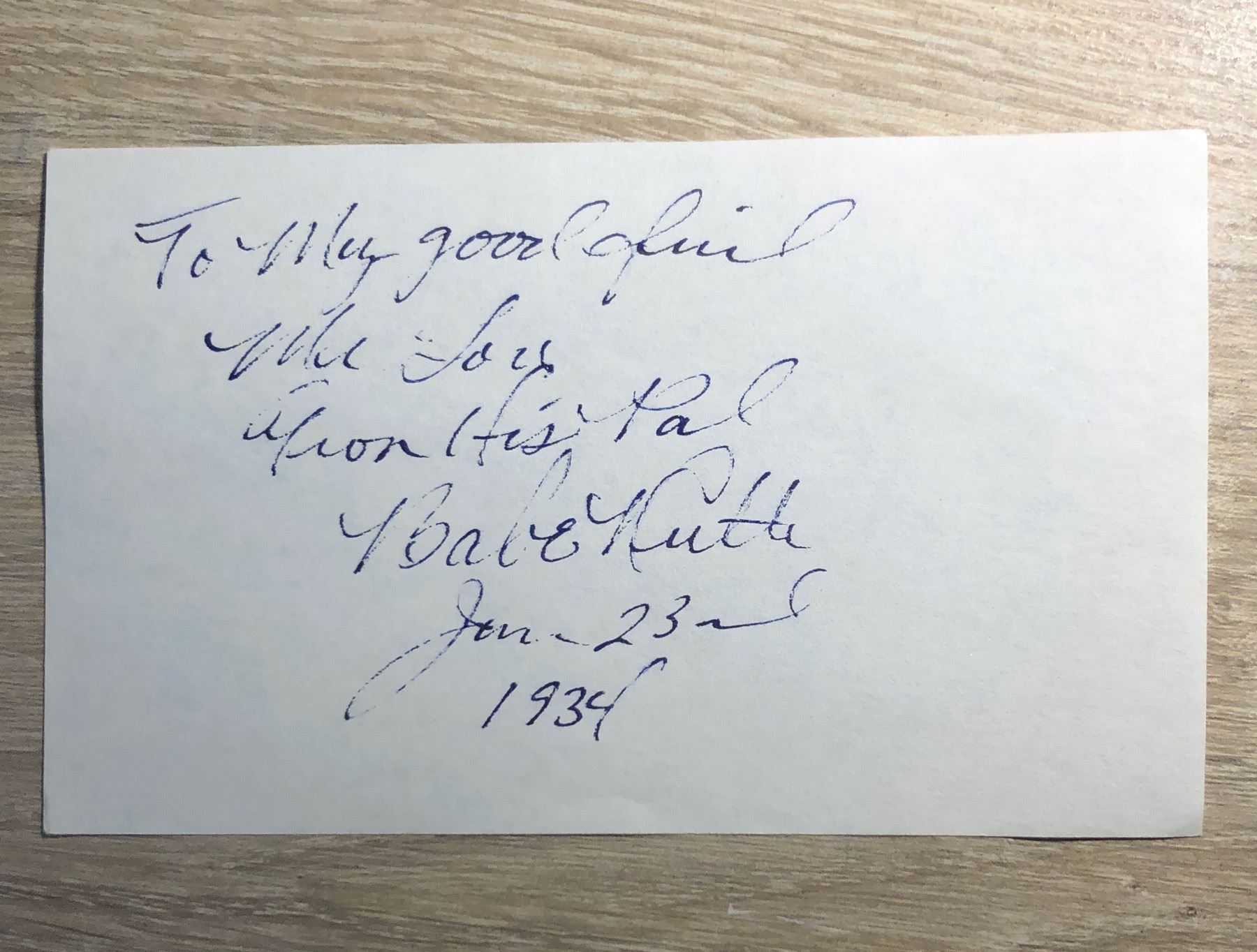 Babe Ruth Autograph Cut with Note