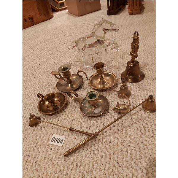 Candle Holders - Bells - Snuffers - Glass horse Statue