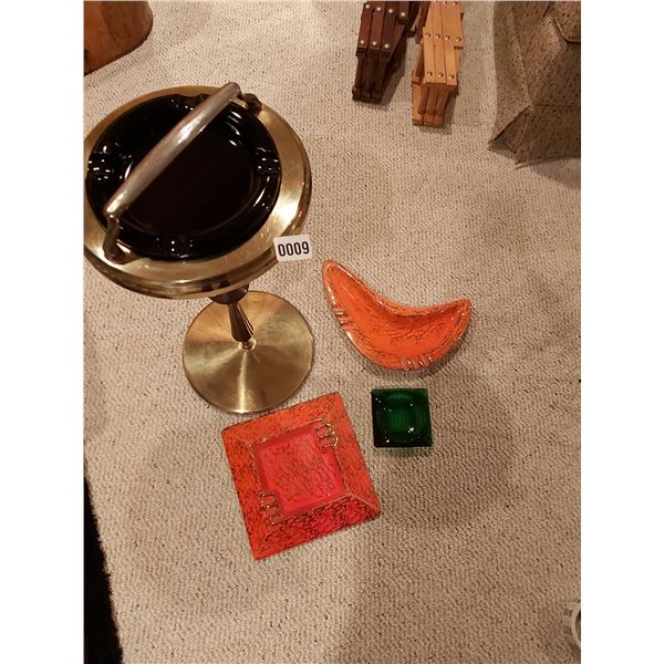 4 Vintage Ashtrays - Stand Ashtray 25.5" tall