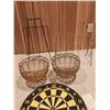 Image 3 : 2 Metal Baskets - 2 Vintage Magazine Racks - Brand New Woodwards Dart Board