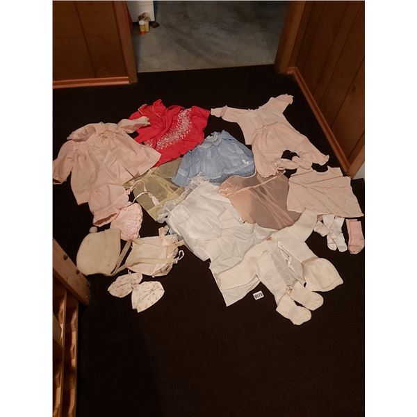 Assorted Vintage Infant Girl Clothes, Bonnets, Socks & Blanket