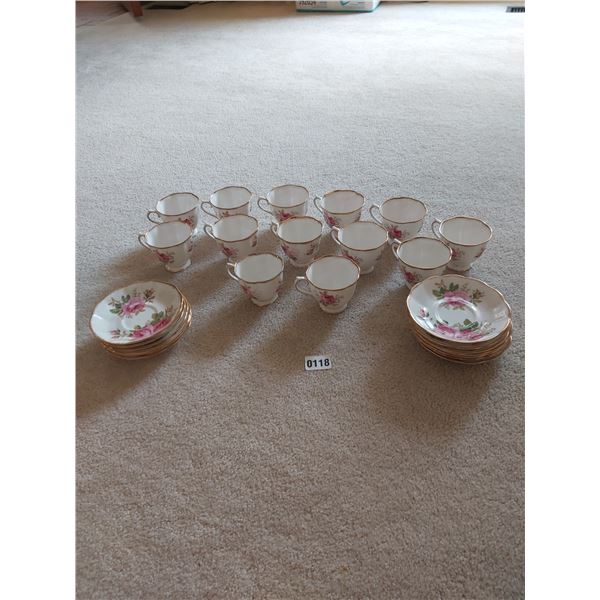 Royal Alberta American Beauty Bone China Cups & Saucers 13 of Each