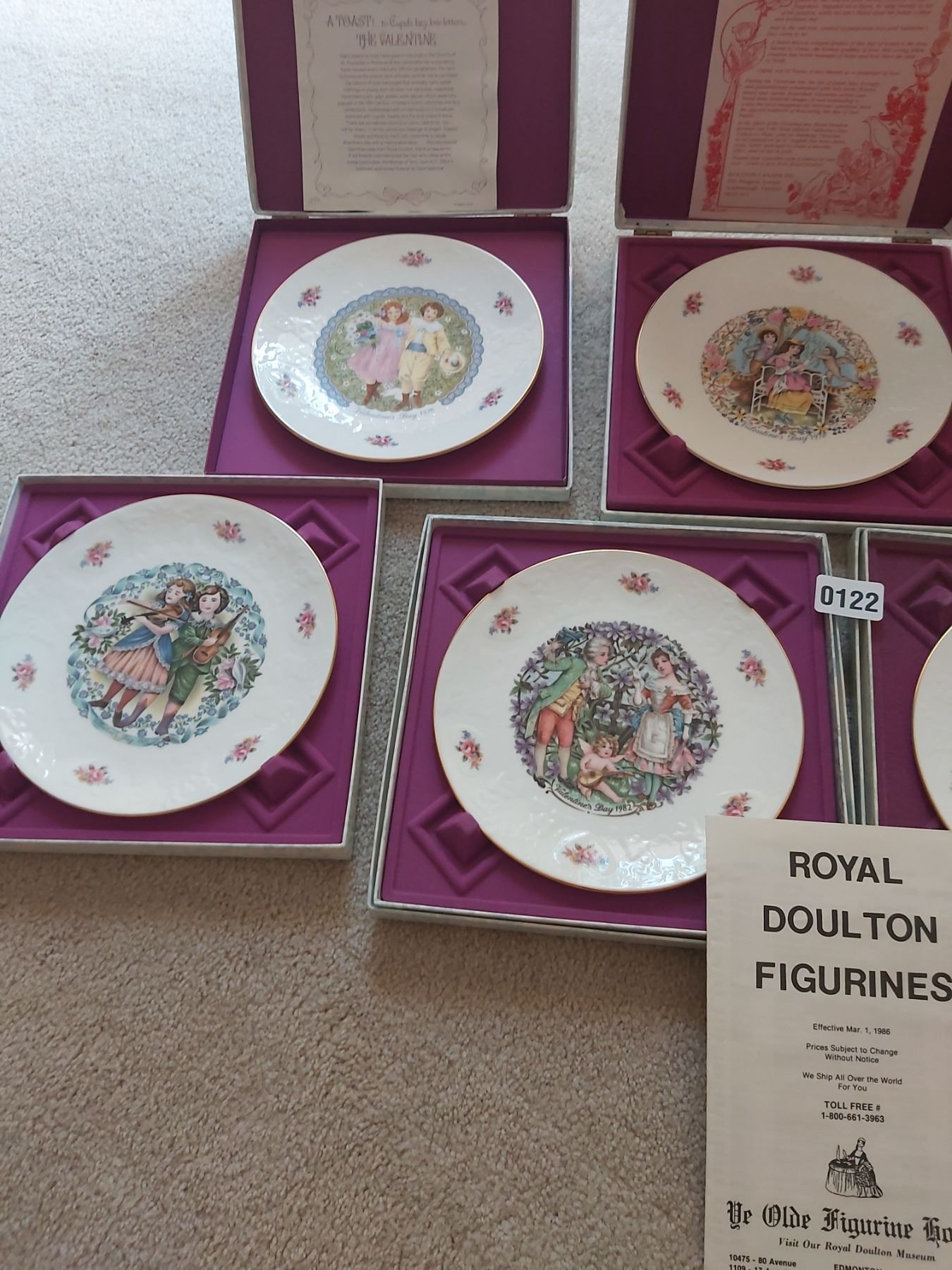 Royal Doulton Valentines Plates 1976, 1978, 1979, 1981, 1982, 1983, 1984