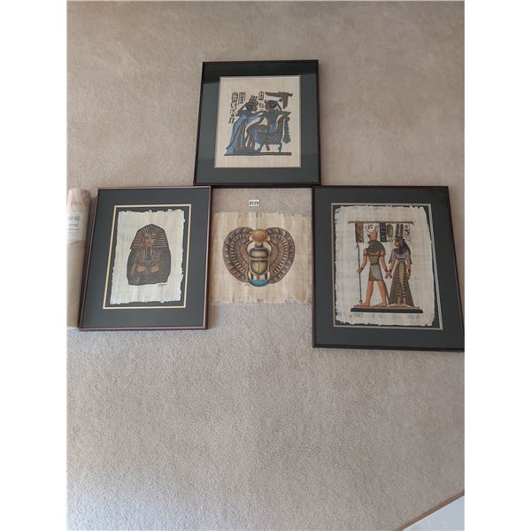 3 Framed Papyrus Prints - 1 Unframed 19"W x 22.75"H