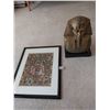 Image 1 : Egyptian Print 17"W x 20.75"H - King Tut Bust 14"H x 7"D