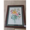 Image 1 : Needlepoint Flowers 16"W x 20"H - W.H. Bartlett 11"W x 8.75"H - Winter Barn Golden BC 8.5"W 9.5"H - 