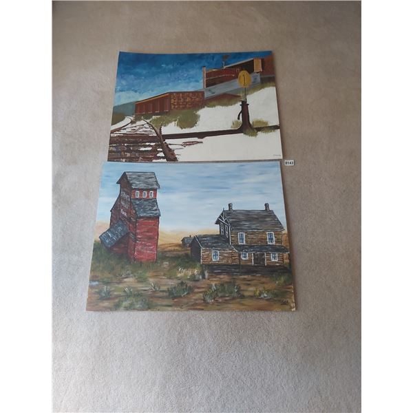 2 Highschool Student Paintings 1973 24" x 30"