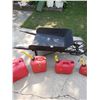 Image 2 : Vintage Wheelbarrow with Metal Wheel - 4 Gas Cans