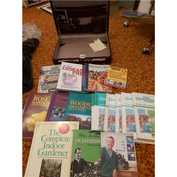 Leather Presto Briefcase & Assorted Books