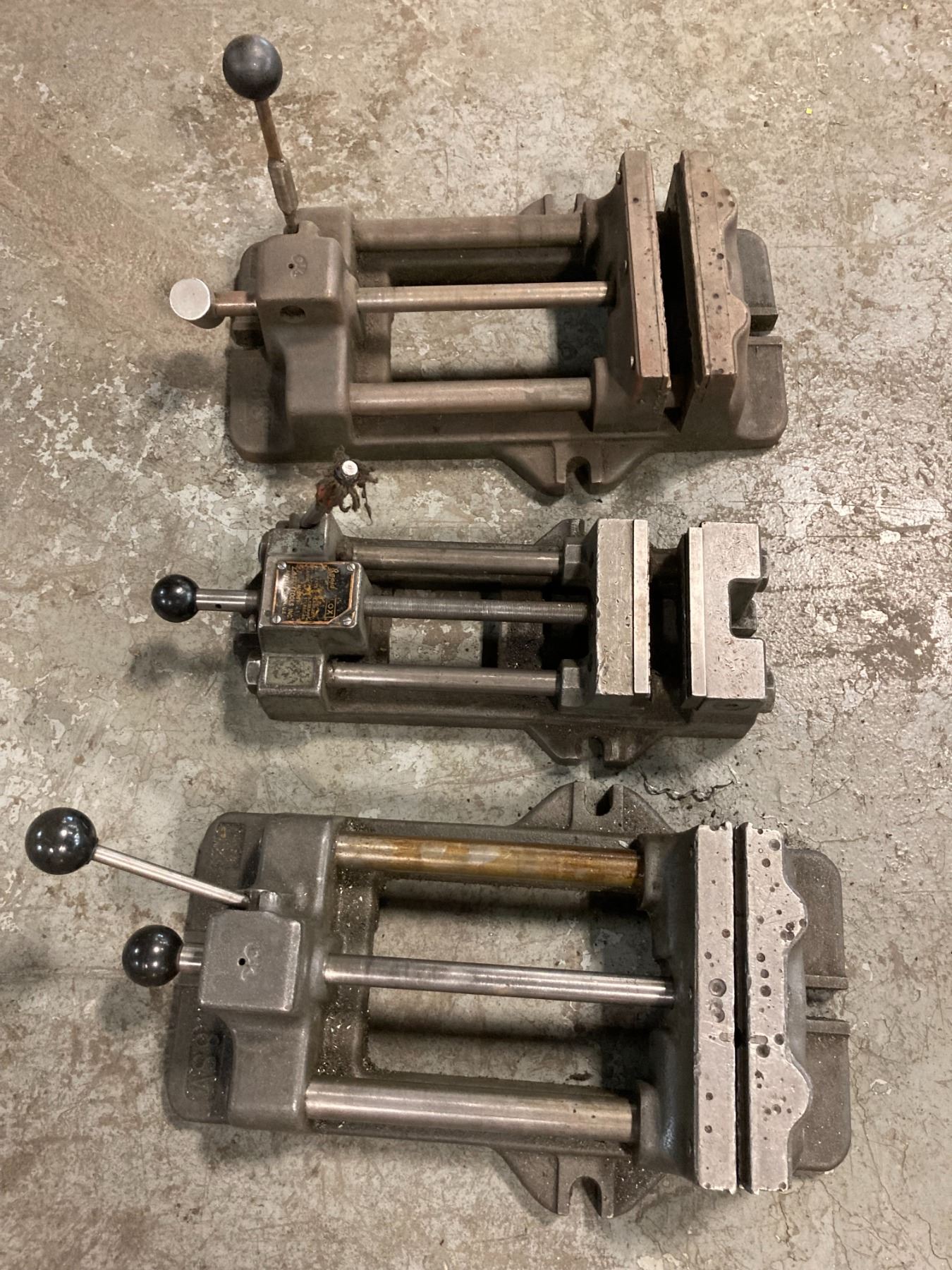 Lot of (3) Quick Slide Drill Press Vises