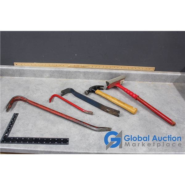 Assorted Tools - Pry Bars & Hammer